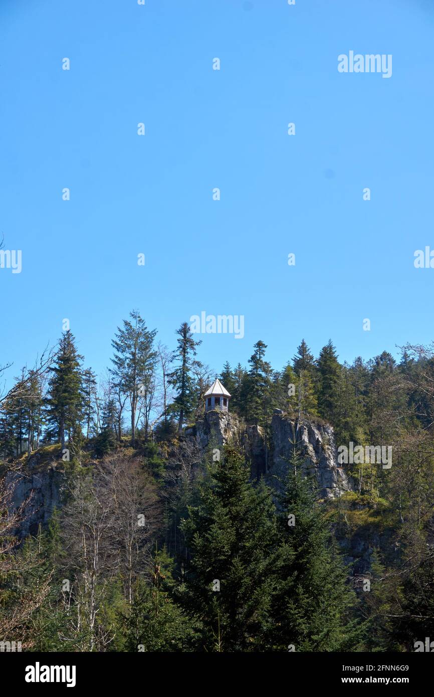 Vertical shot of Burgbach pavilion in Bad Rippoldsau in Germany in the black forest Stock Photo