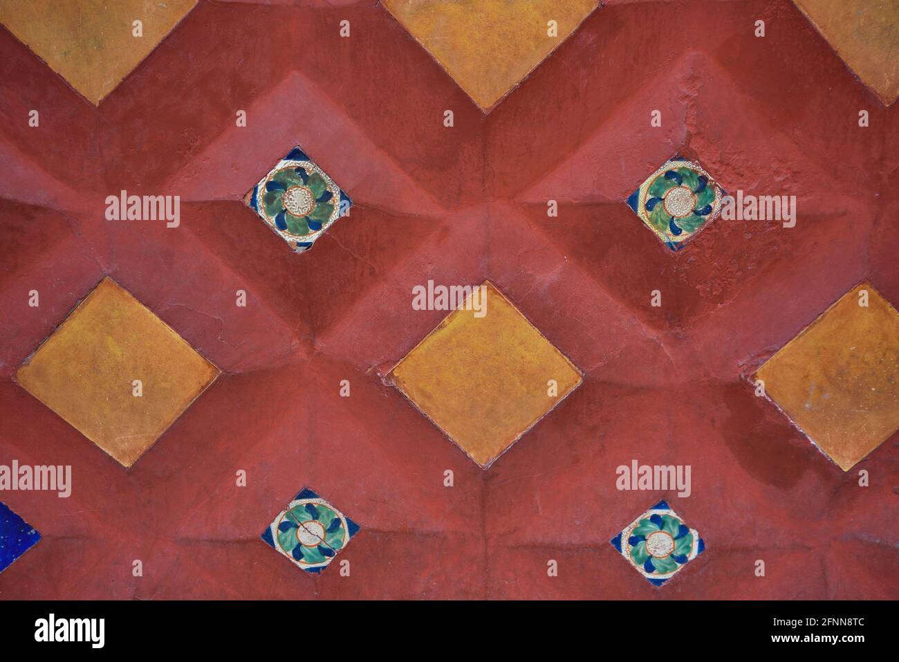 Mexican hand painted Talavera Terracotta ceramic tile wall panel in San