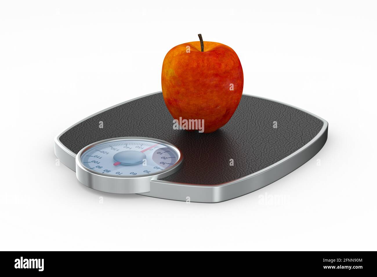 apple and weight scale floor on white background. Isolated 3D illustration Stock Photo Alamy