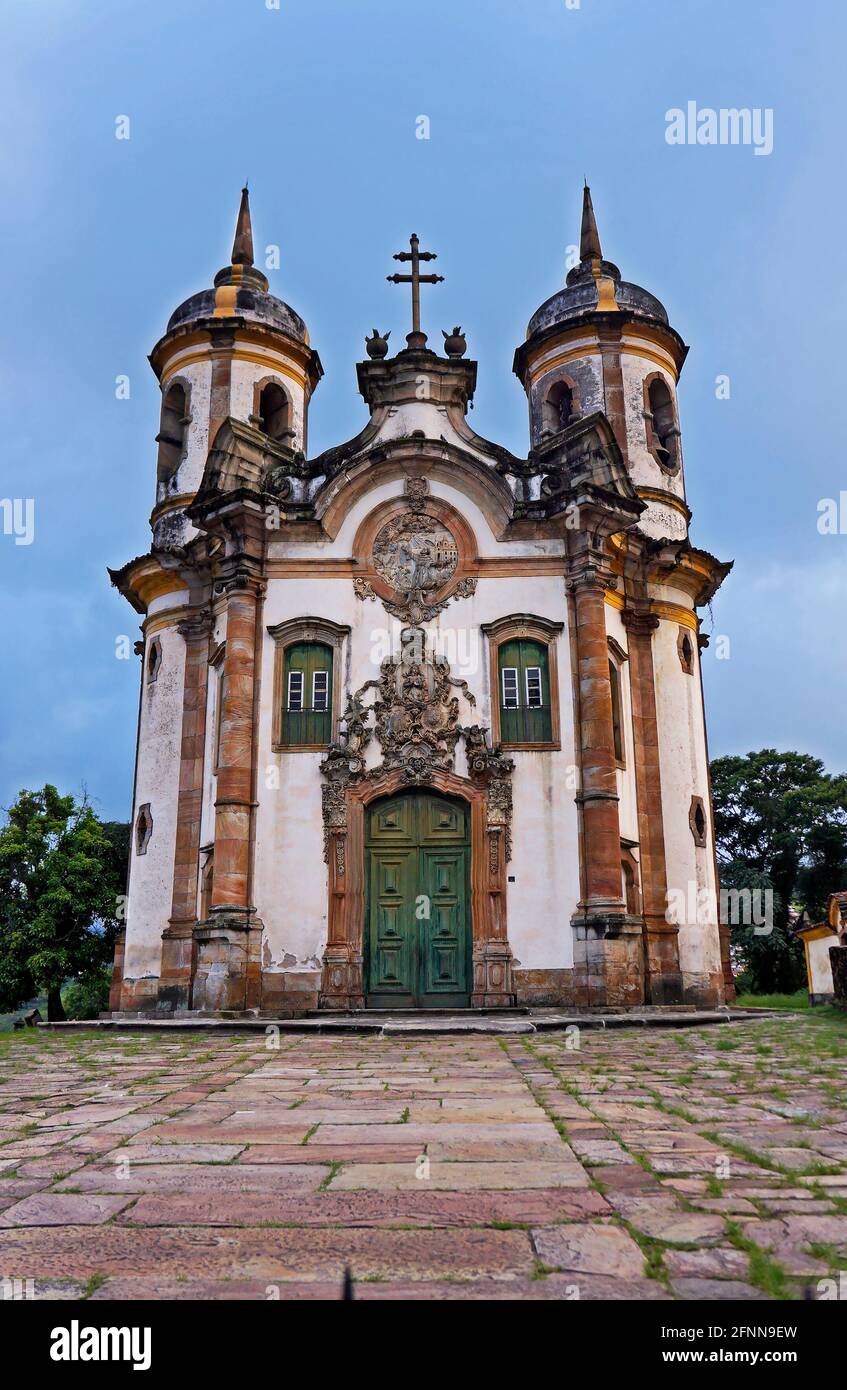 Baroque church in historical city of Ouro Preto, Minas Gerais, Brazil Stock Photo