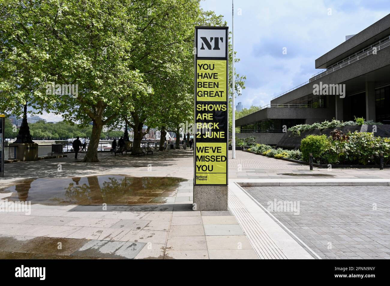 London, UK. The National Theatre. Following the easing of lockdown restrictions on 17th May 2021, people begin to return to the streets of London. Southbank, Westminster. Credit: michael melia/Alamy Live News Stock Photo