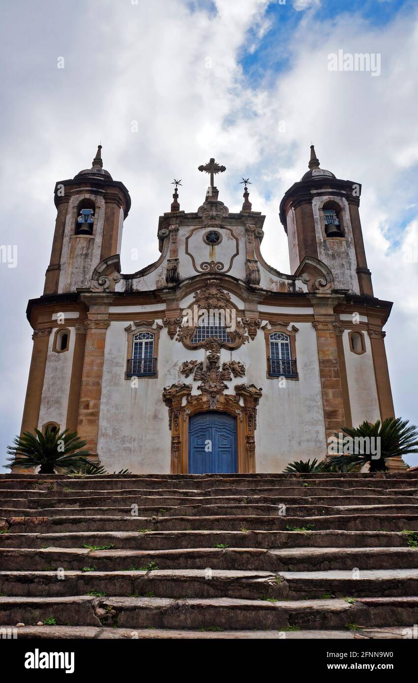 Baroque church in historical city of Ouro Preto, Minas Gerais, Brazil Stock Photo