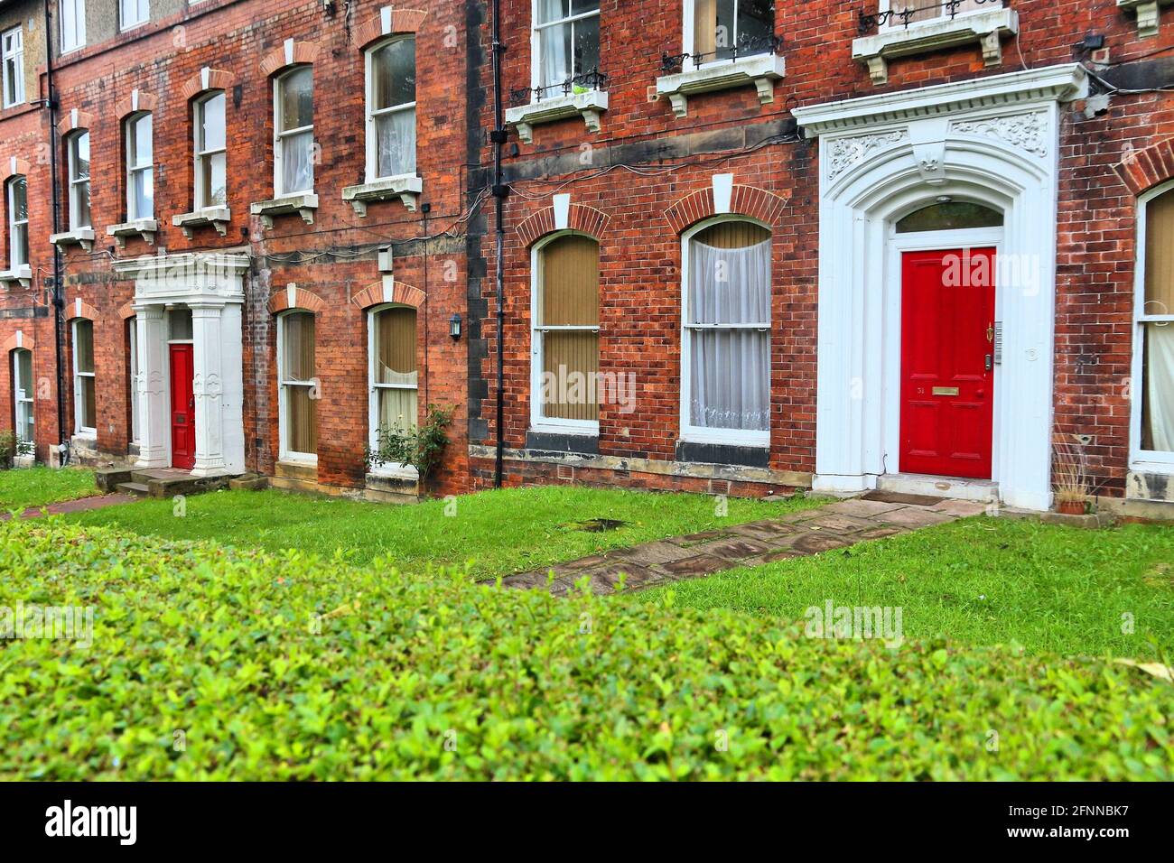 Leeds, UK residential street in Hyde Park district. Typical English