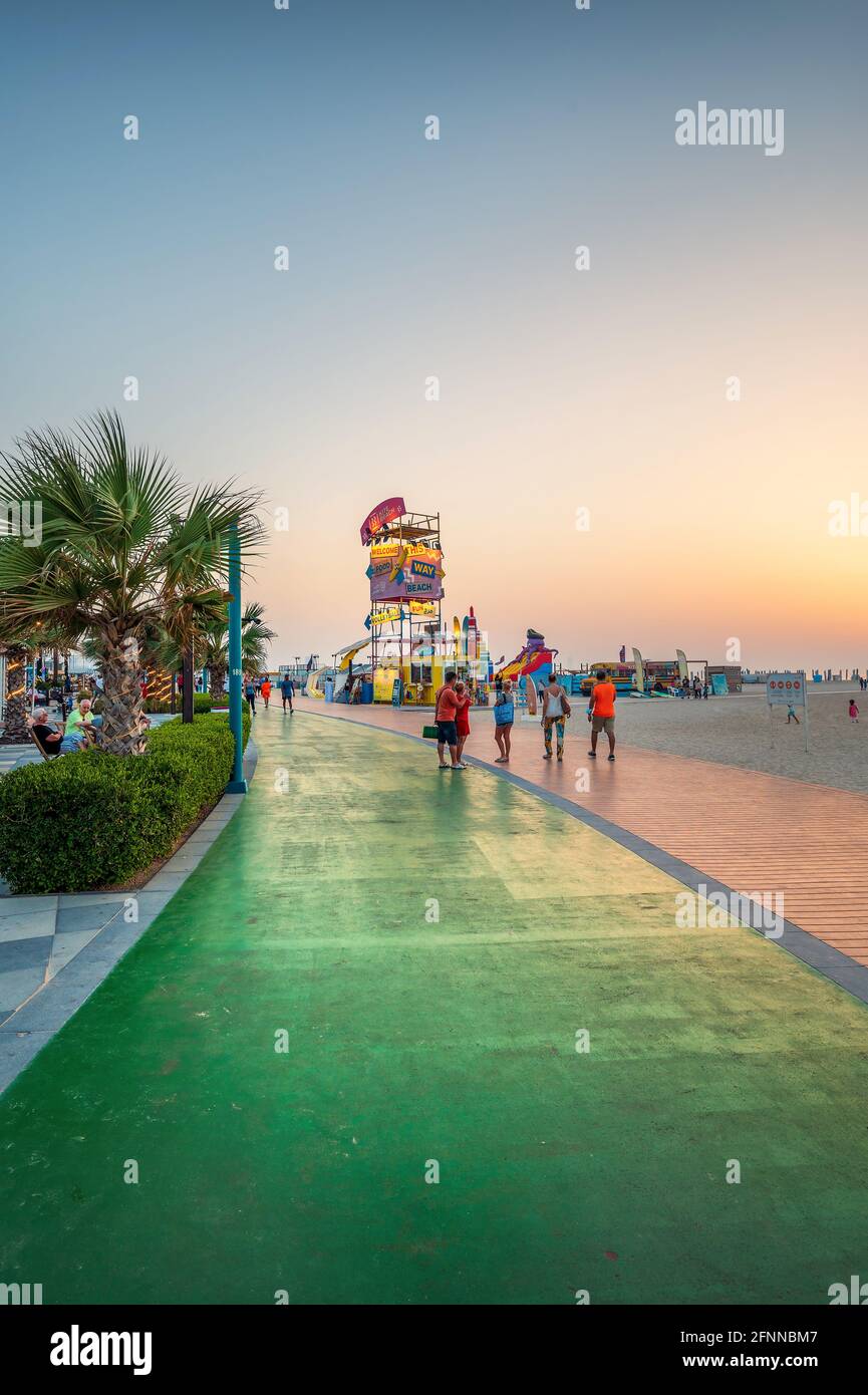 Dubai, United Arab Emirates, March 24, 2021 Kite beach in Dubai with