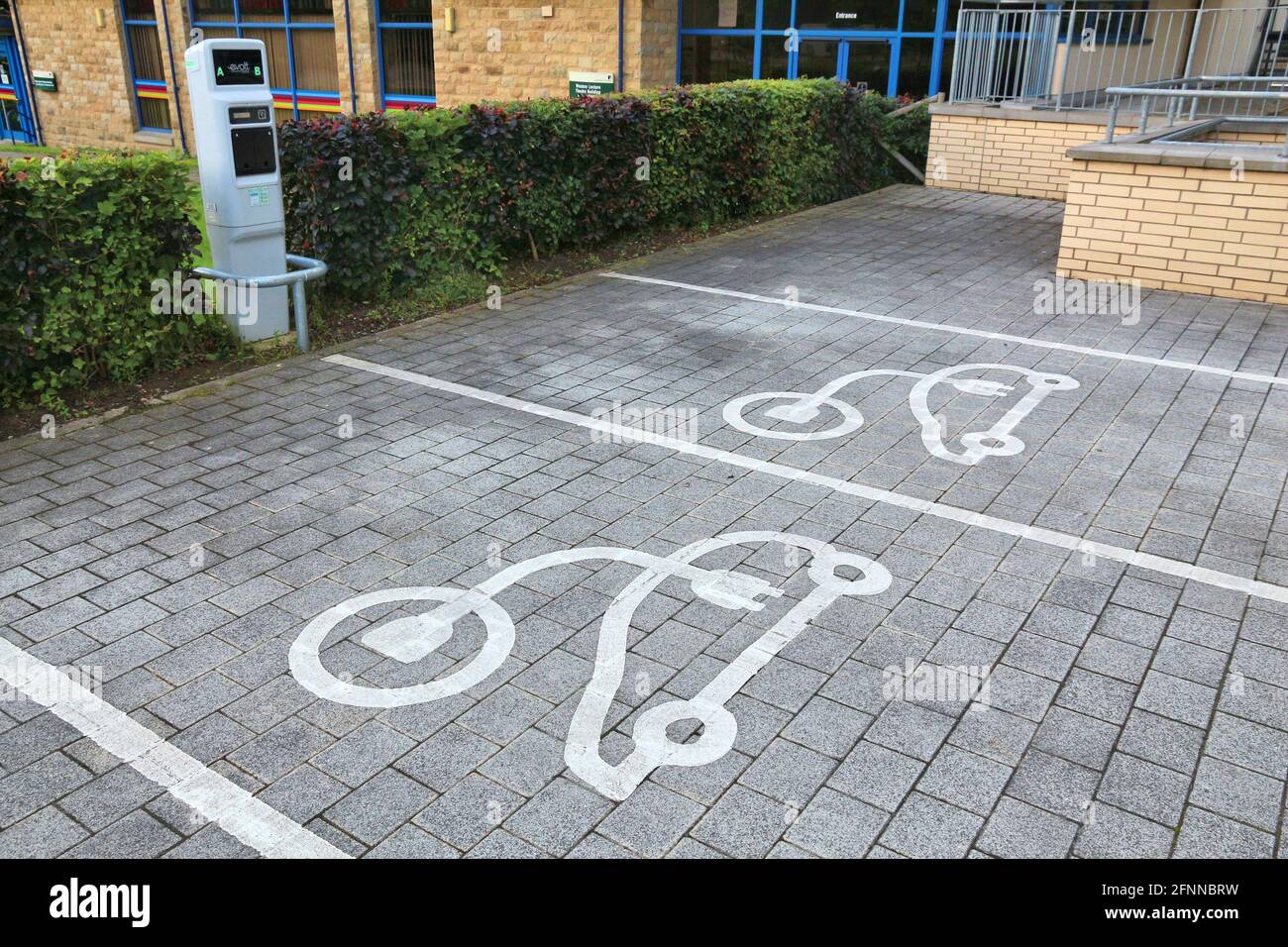 LEEDS, UK JULY 10, 2016 Electric car charging stations at University of Leeds campus in the