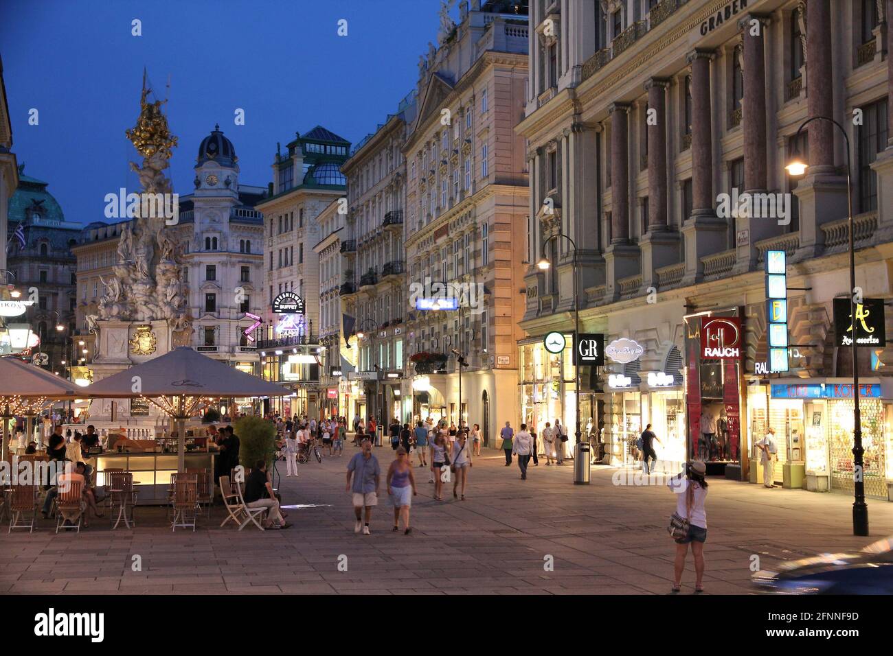 VIENNA, AUSTRIA - SEPTEMBER 4, 2011: People visit Graben in Vienna. Graben street is among most recognized streets in Vienna which is the capital city Stock Photo