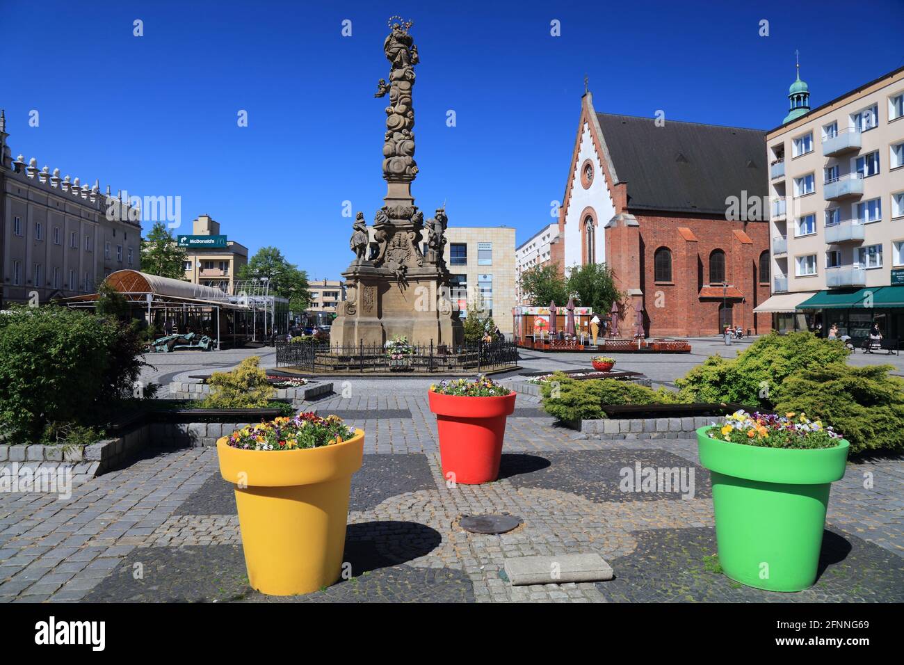 RACIBORZ, POLAND - MAY 11, 2021: Main square (Rynek) of Raciborz city, Poland. Raciborz is an important city in Southern Poland with 54,000 inhabitant Stock Photo