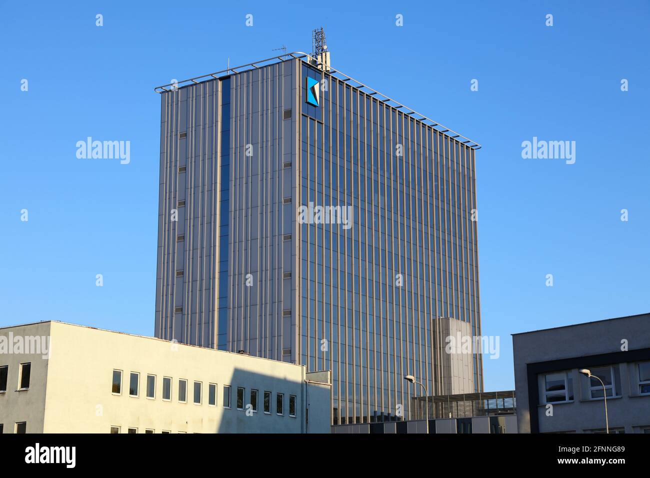 RYBNIK, POLAND - MAY 11, 2021: Business Center K1 office building in Rybnik, Poland. Rybnik is an important industrial city in Southern Poland. Stock Photo