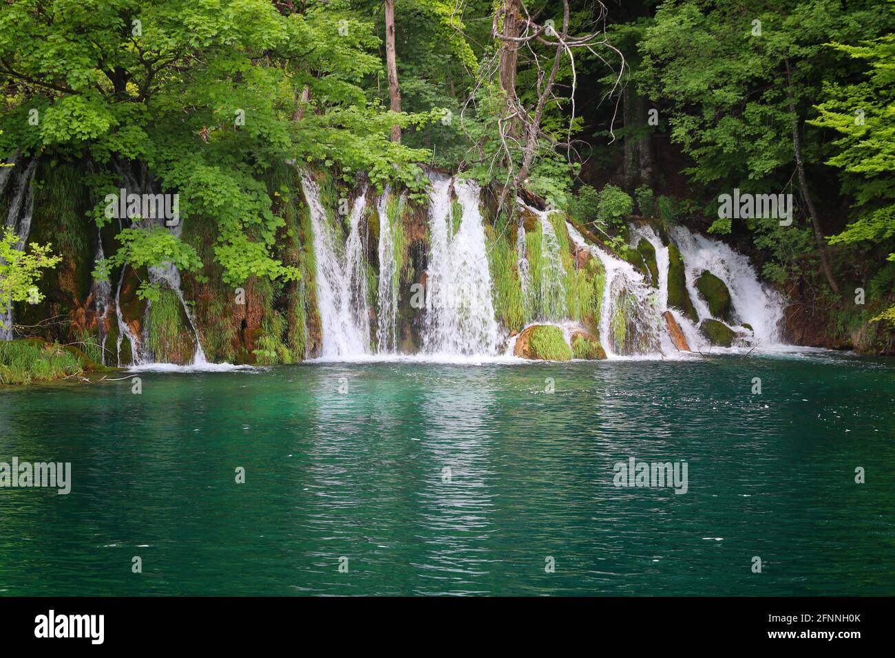 Plitvice Lakes National Park. Croatia waterfalls amazing landscape. Stock Photo