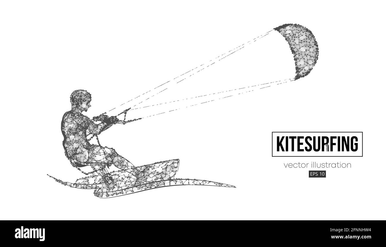 Kitesurfing and kiteboarding, hydrofoil. Silhouette of a kitesurfer. Freeride competition. Vector illustration. Thanks for watching Stock Vector