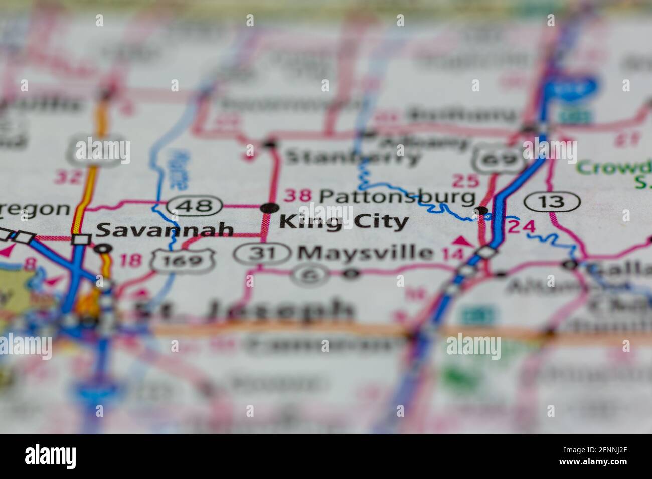 King City Missouri USA shown on a Geography map or road map Stock Photo