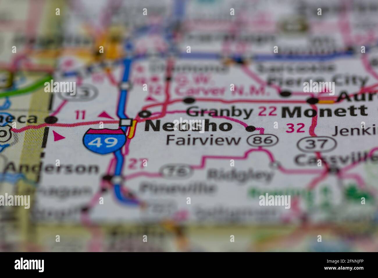 Neosho missouri on a map hi-res stock photography and images - Alamy