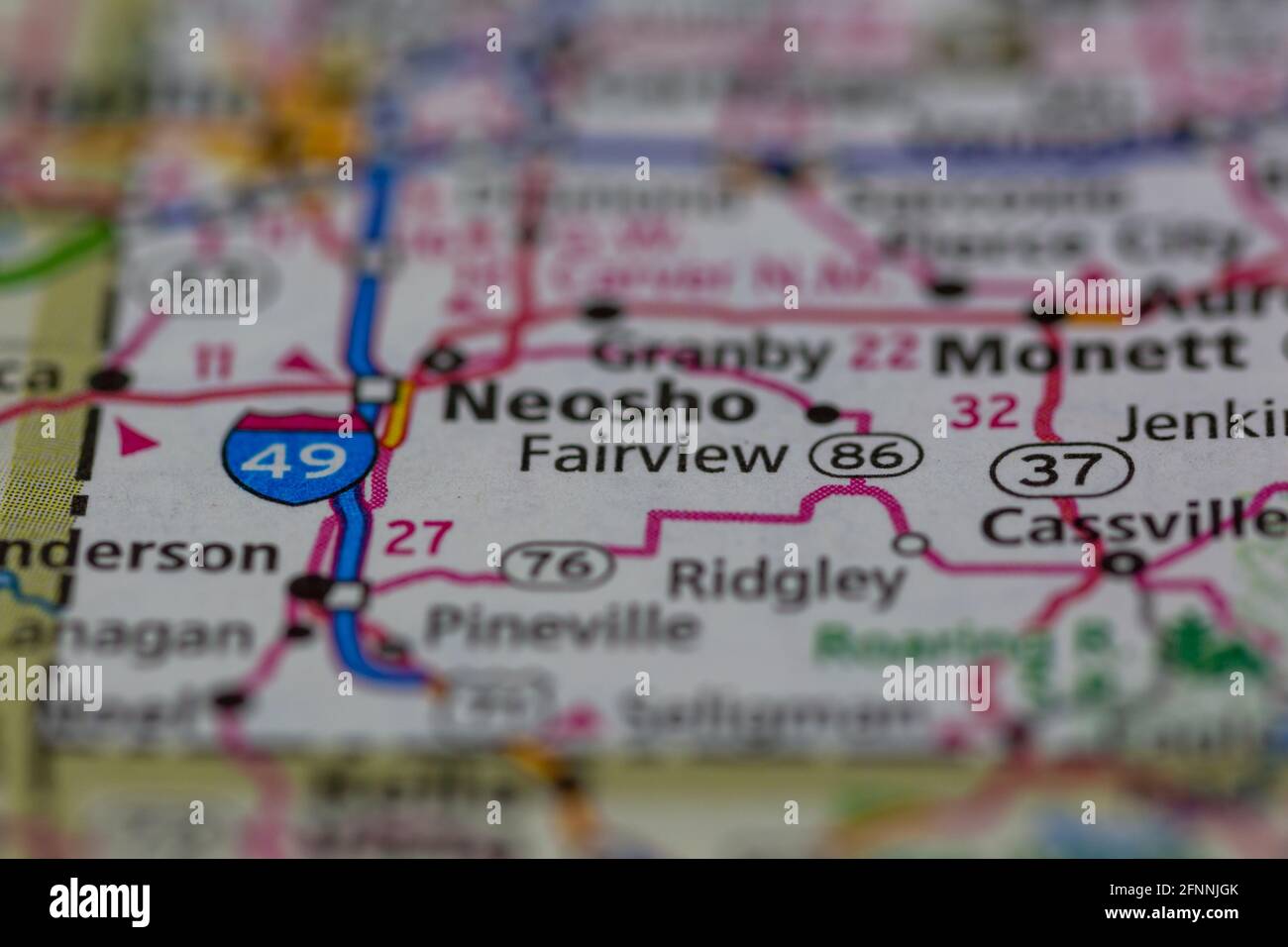 Fairview Missouri USA shown on a Geography map or road map Stock Photo