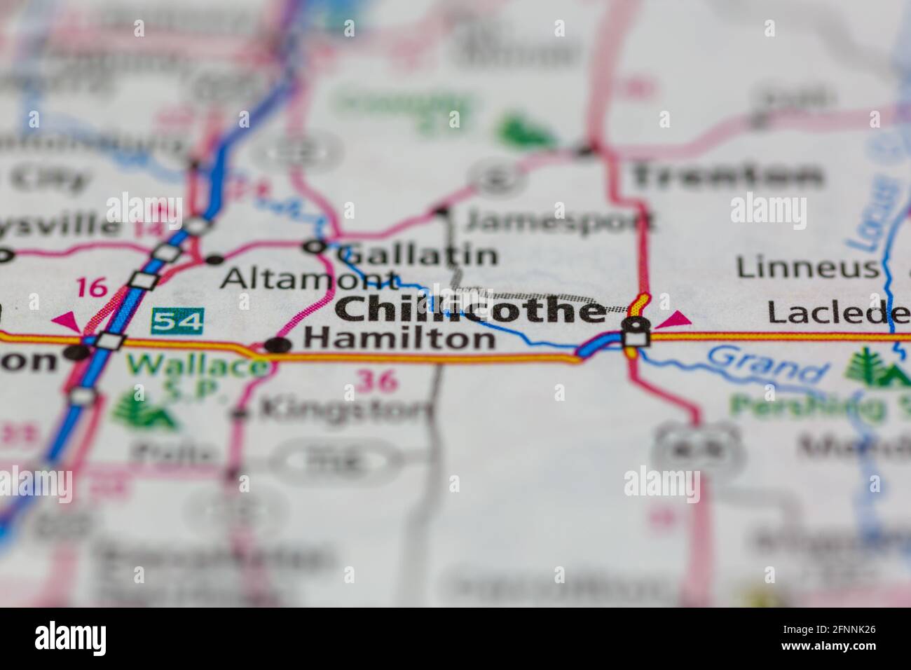 Chillicothe Missouri USA shown on a Geography map or road map Stock