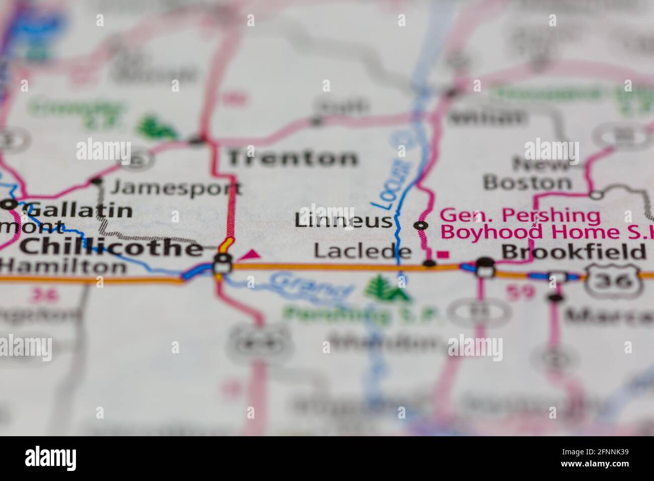 Linneus Missouri USA shown on a Geography map or road map Stock Photo