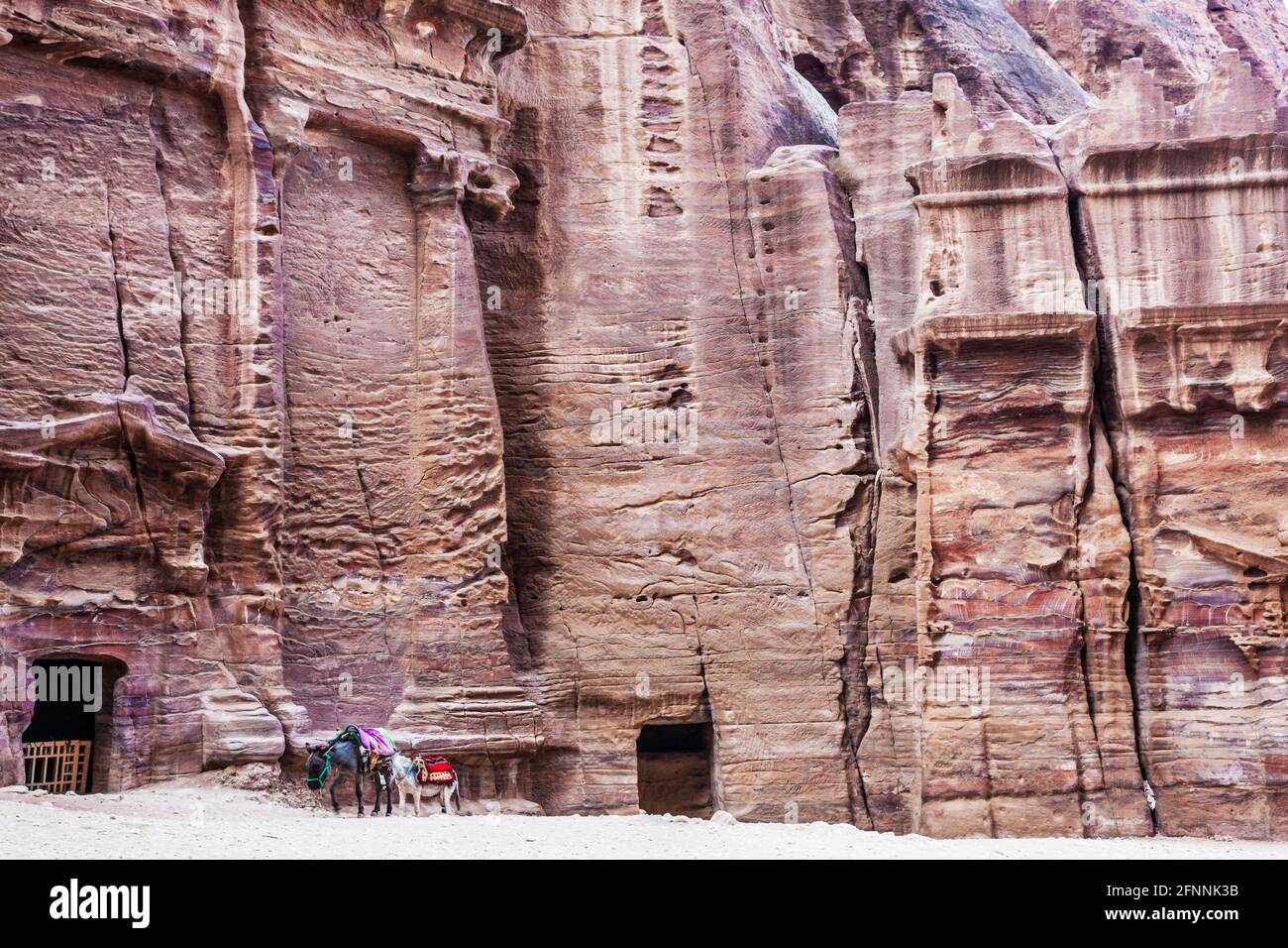 Part of the Street of Facades in Petra, Jordan. Stock Photo