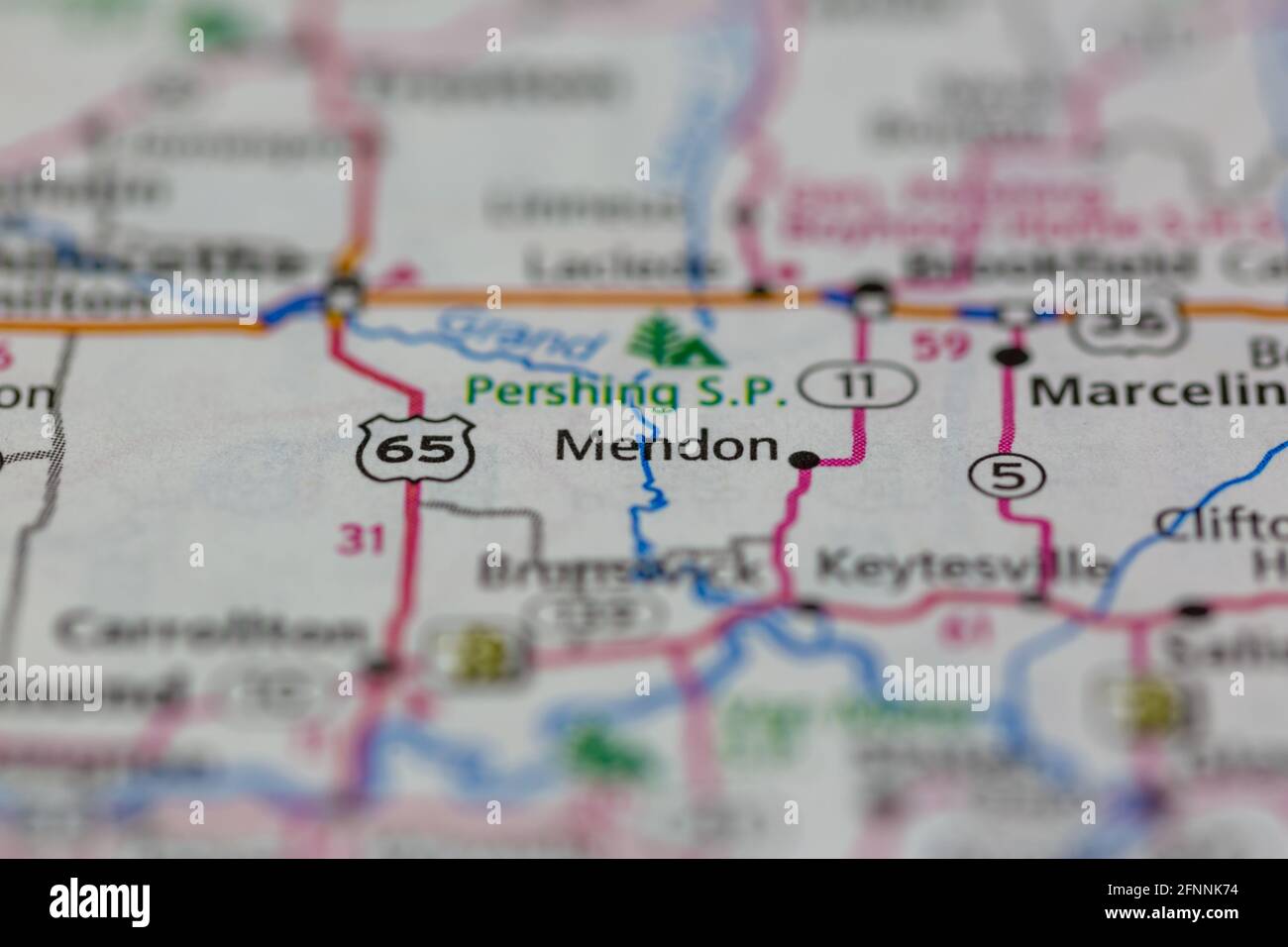 Mendon Missouri USA shown on a Geography map or road map Stock Photo