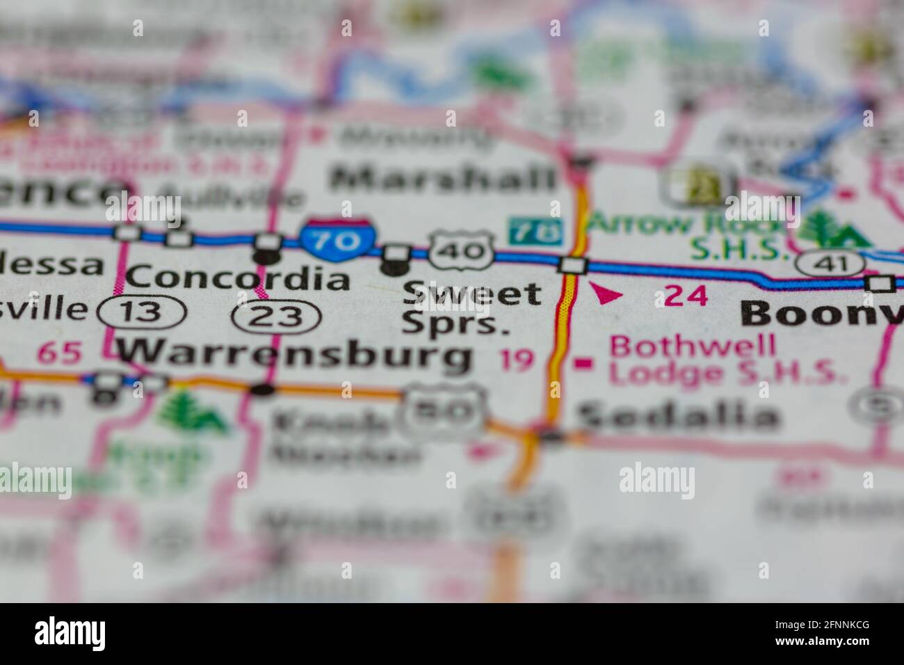 Sweet Springs Missouri USA shown on a Geography map or road map Stock