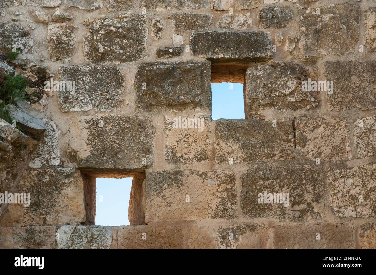 Ruins of crusader castle, Ajlun, Jordan Stock Photo