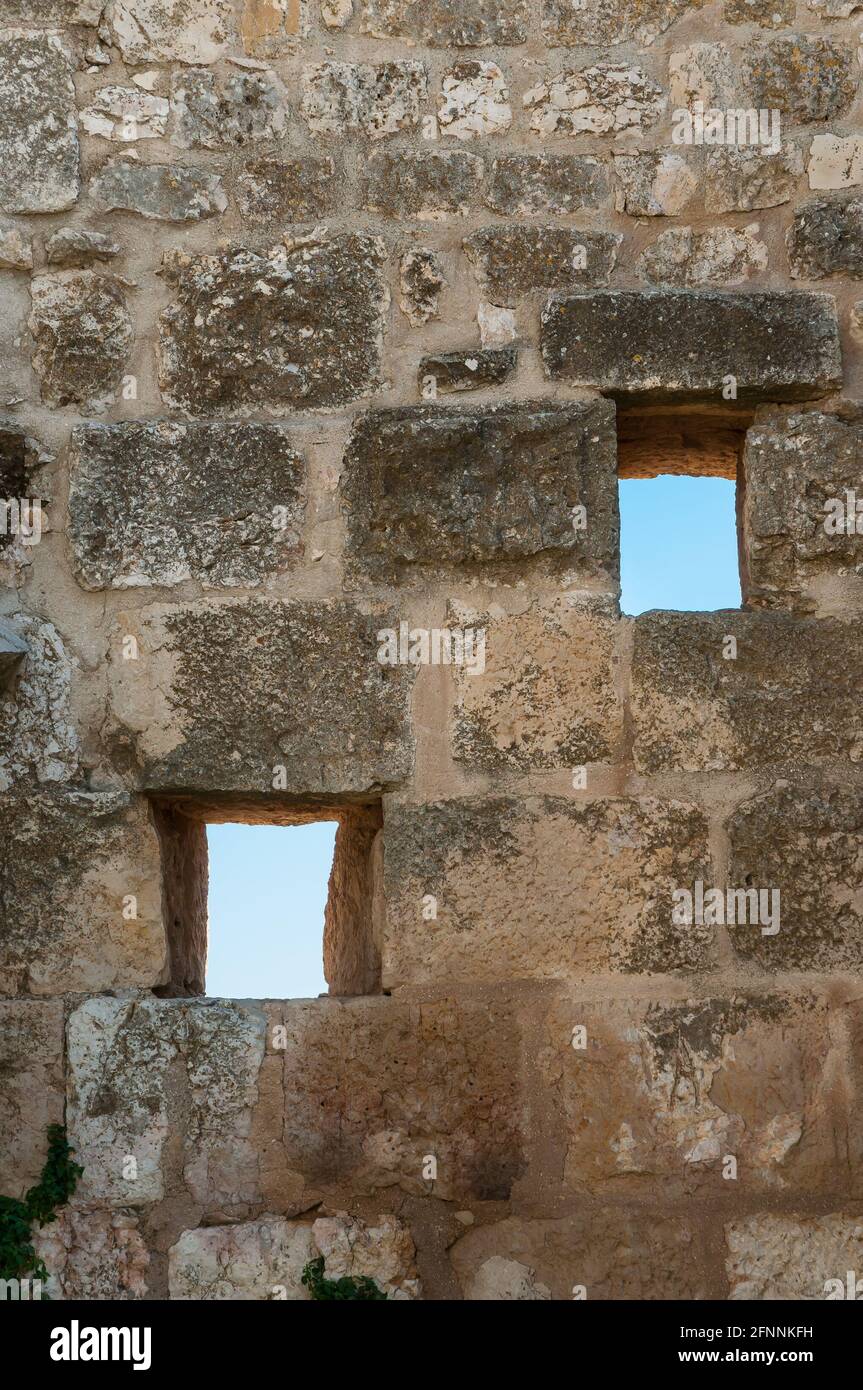 Ruins of crusader castle, Ajlun, Jordan Stock Photo