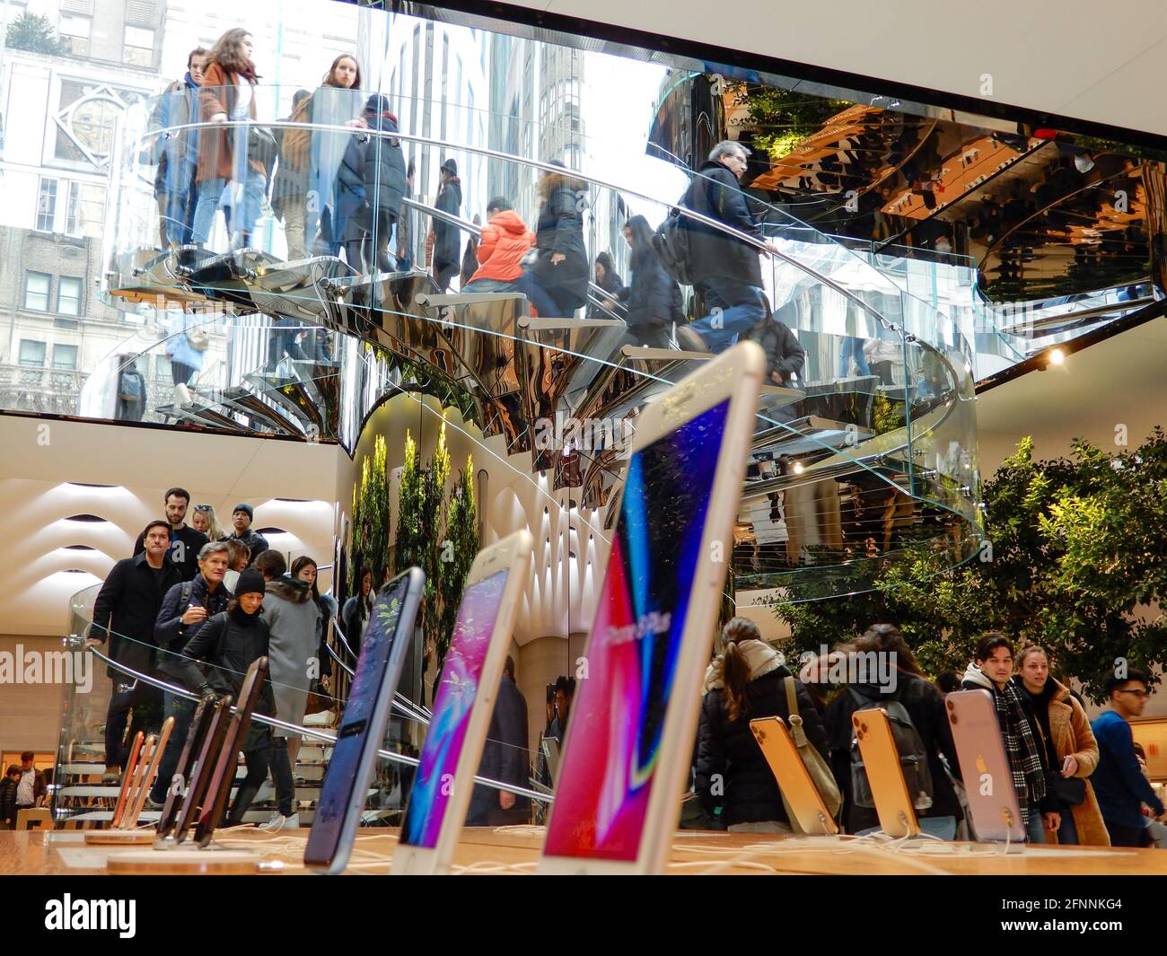 NEW YORK FEBRUARY, 2020 People visiting the Apple Store on 5th