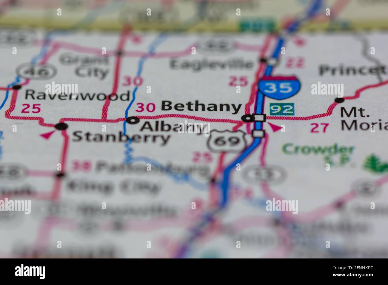 Bethany Missouri USA shown on a Geography map or road map Stock Photo Alamy