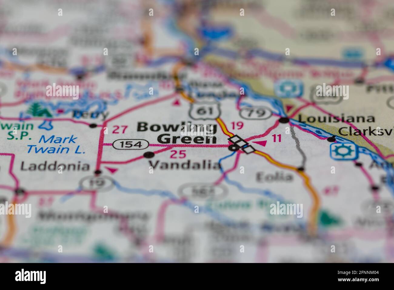 Bowling Green Missouri USA shown on a Geography map or road map Stock