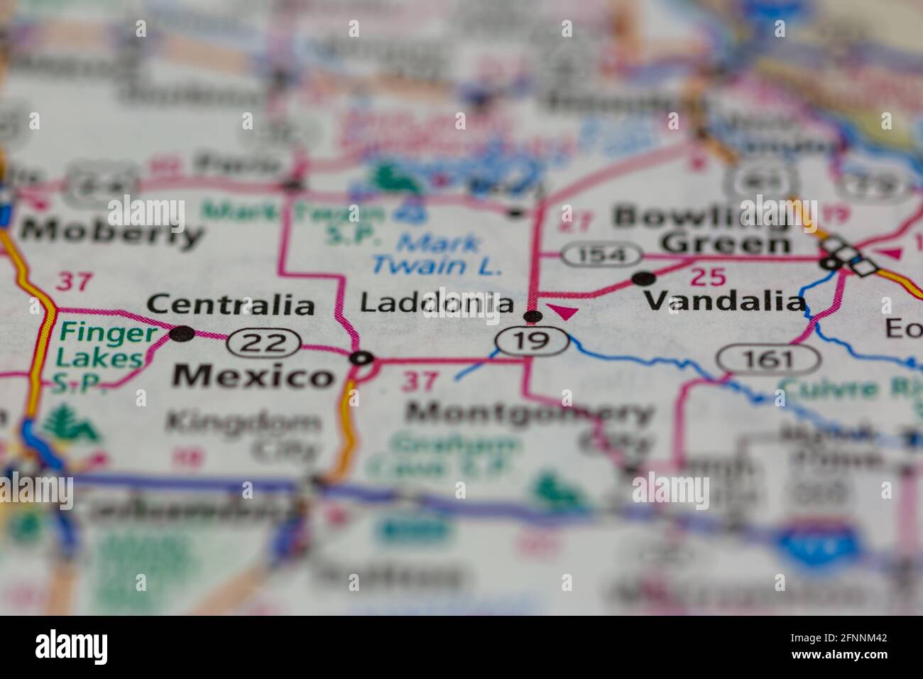 Laddonia Missouri USA shown on a Geography map or road map Stock Photo