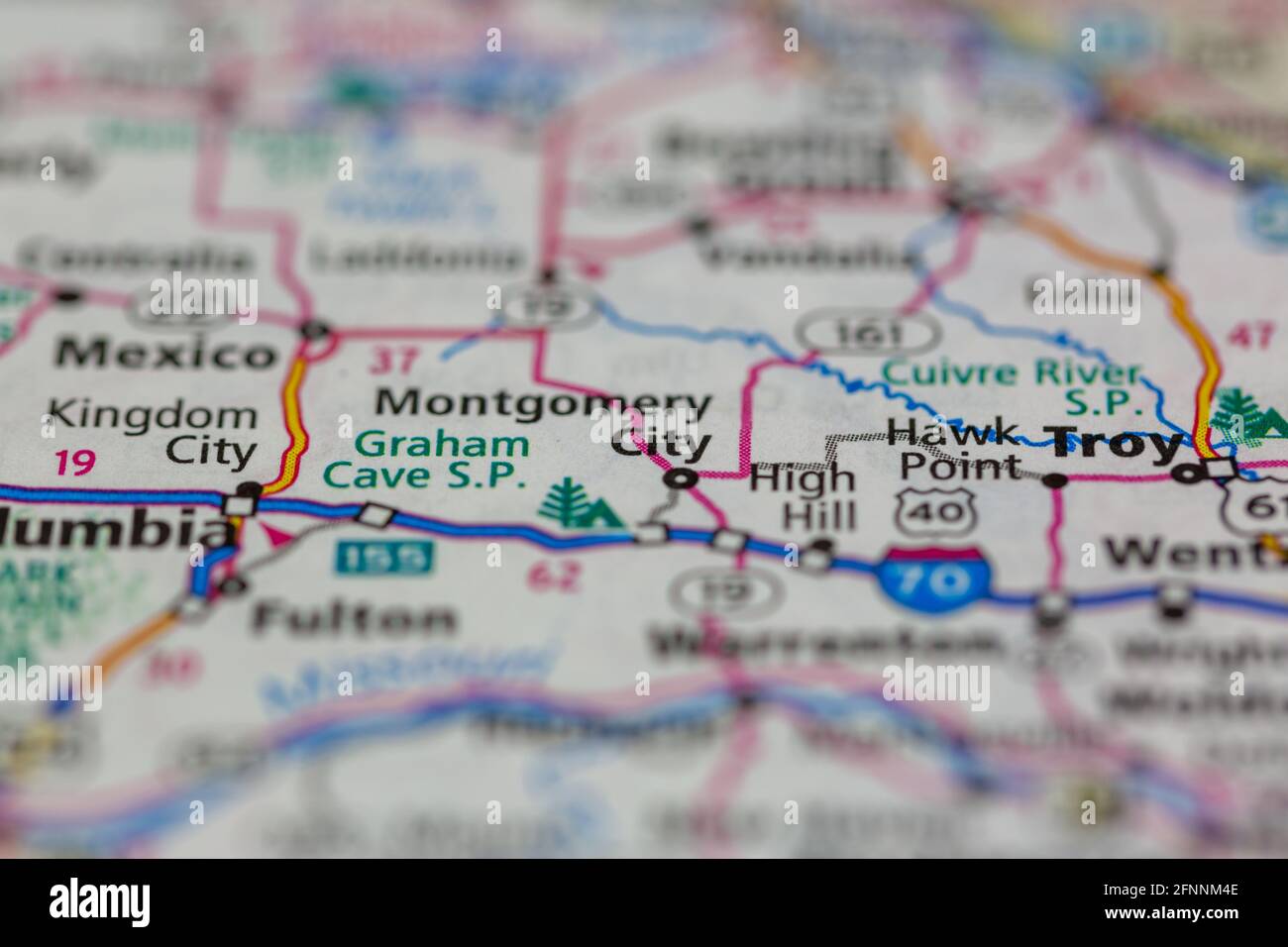 Montgomery City Missouri USA shown on a Geography map or road map Stock