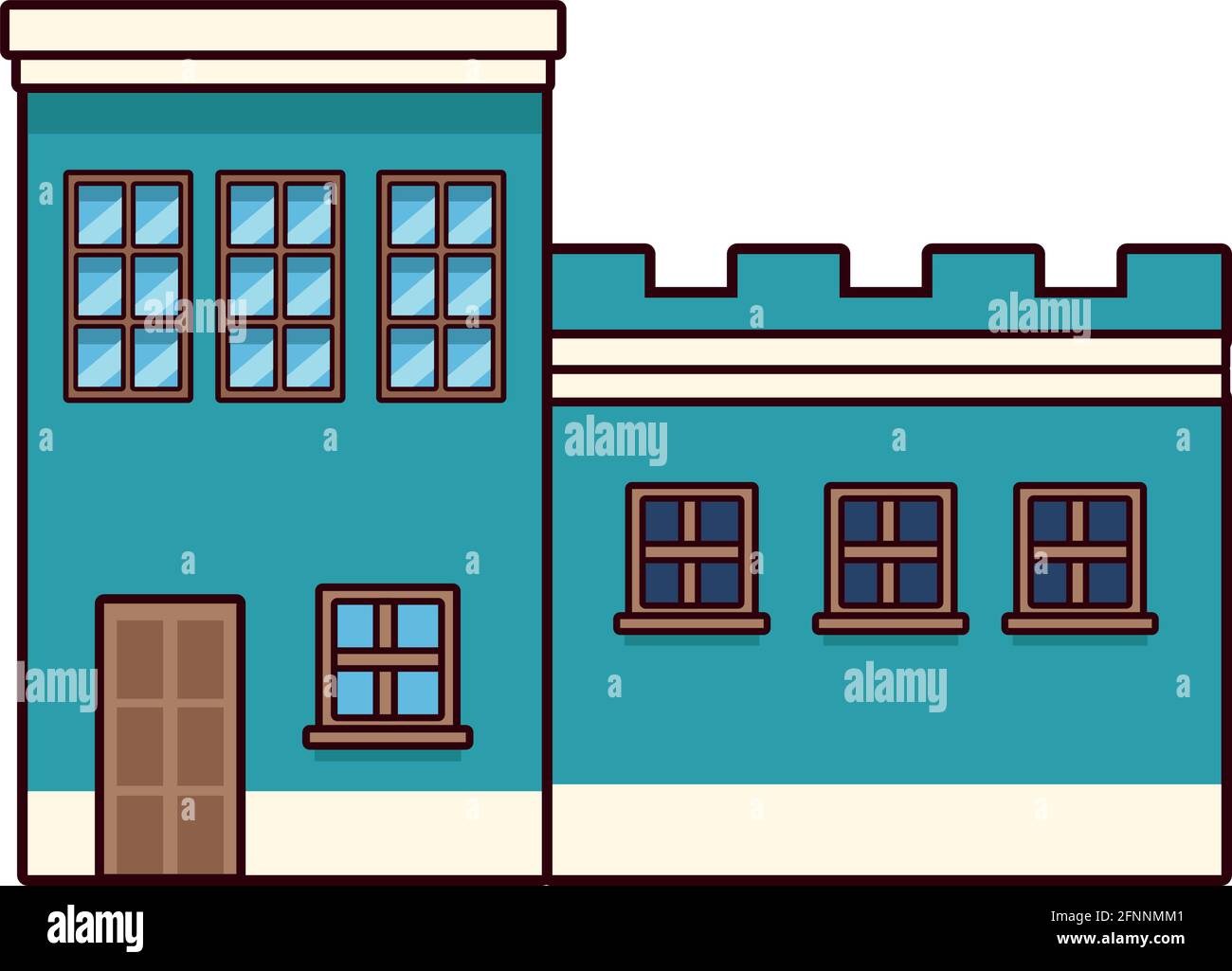 blue house front Stock Vector