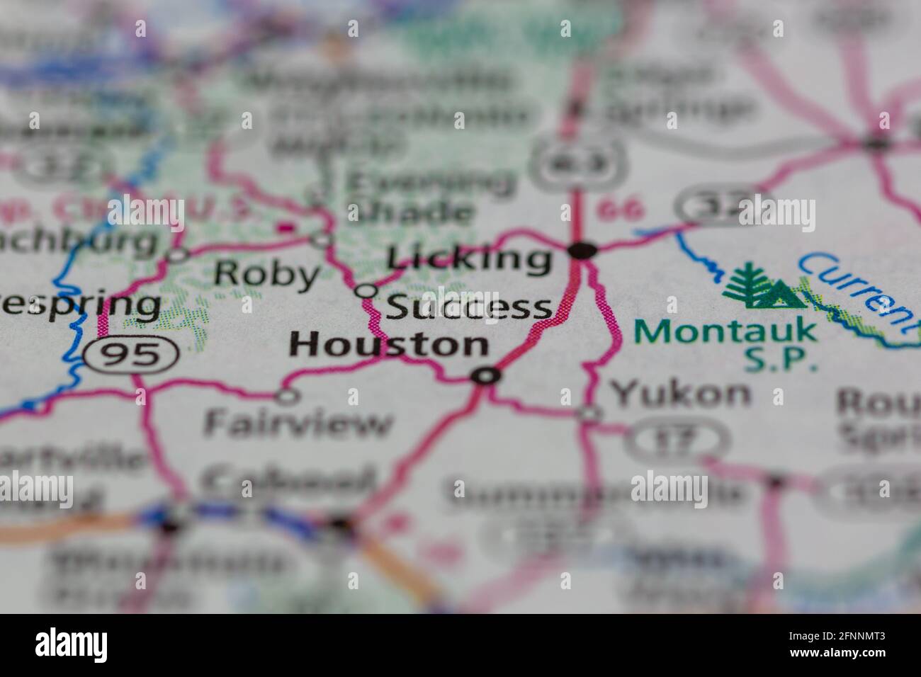 Success Missouri USA shown on a Geography map or road map Stock Photo