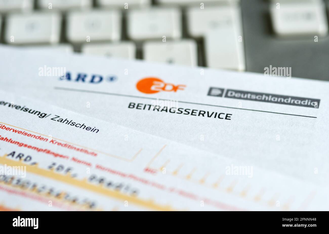 Bank transfer form and letter of the german radio and tv broadcast service  (GEZ, ARD and ZDF Beitragsservice Stock Photo - Alamy