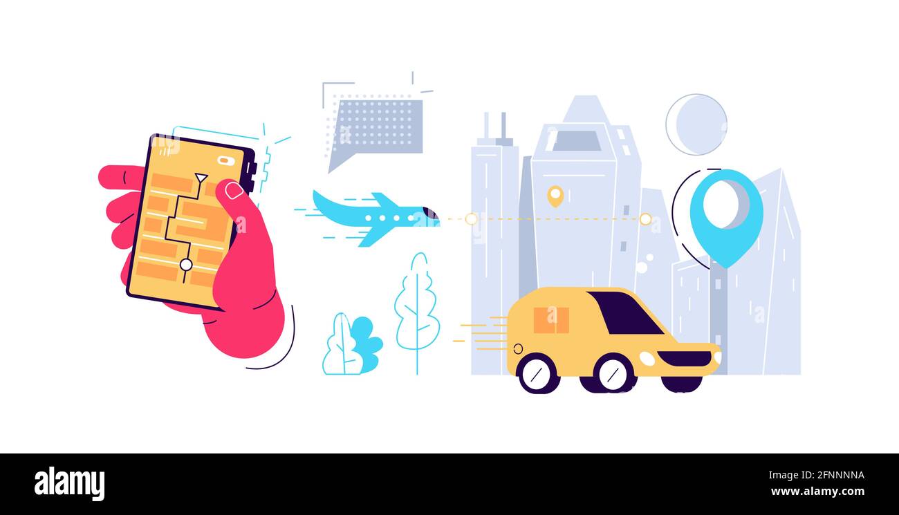 Different ways of online delivery service banner Stock Vector