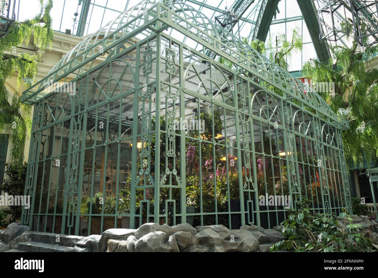The butterfly habitat at the Bellagio Conservatory and Botanical Gardens in Las Vegas, Nevada