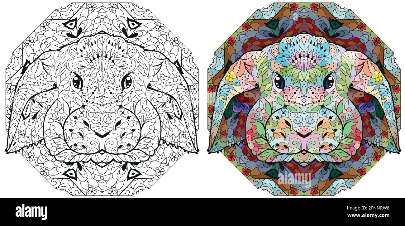 Decorative Rabbit, Easter Bunny with mandala. Hare. Vector illustration. This illustration can be used as a greeting card or as a print on T-shirts an Stock Vector