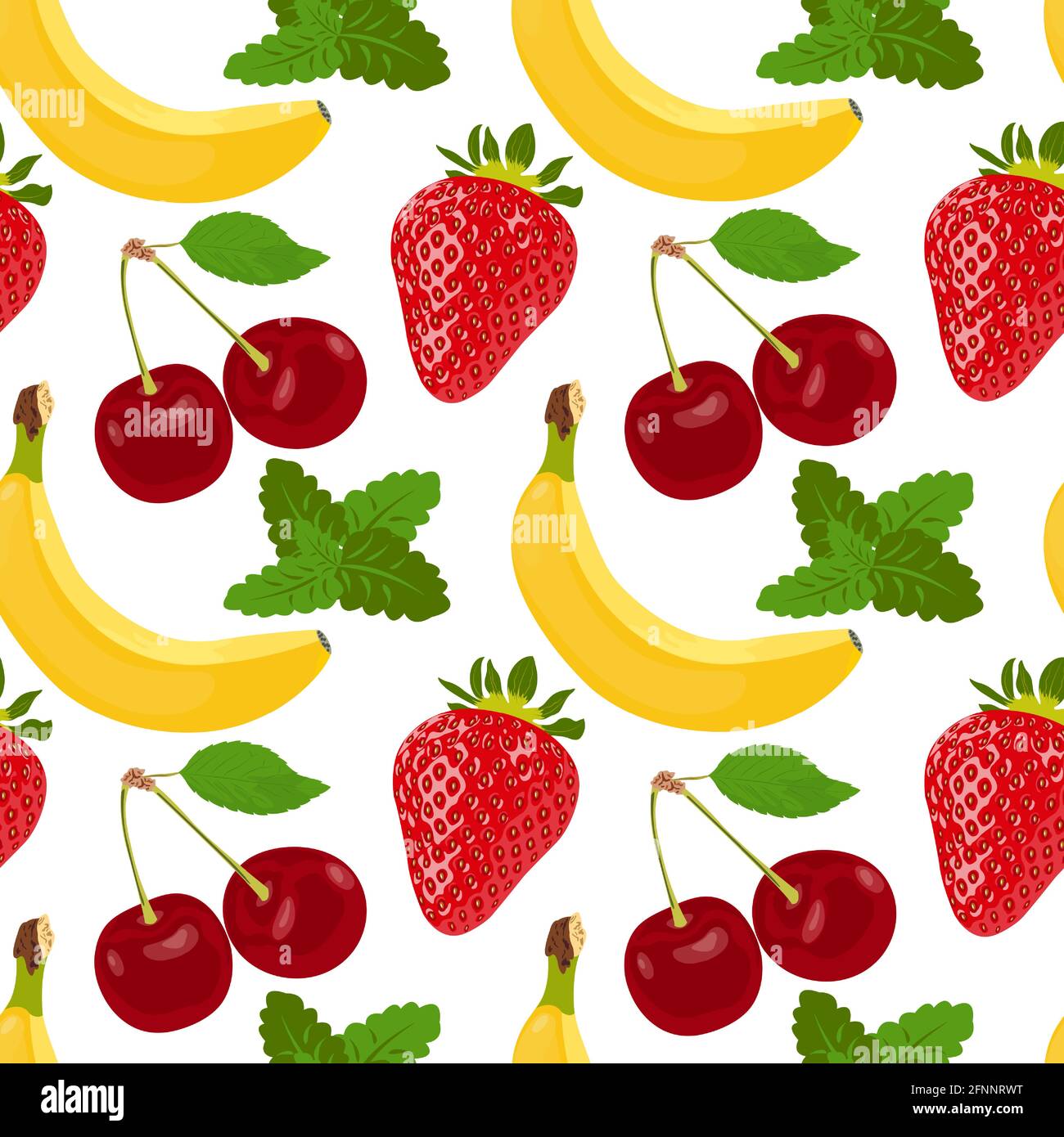 Seamless vector pattern with fresh fruits and berries on a white ...