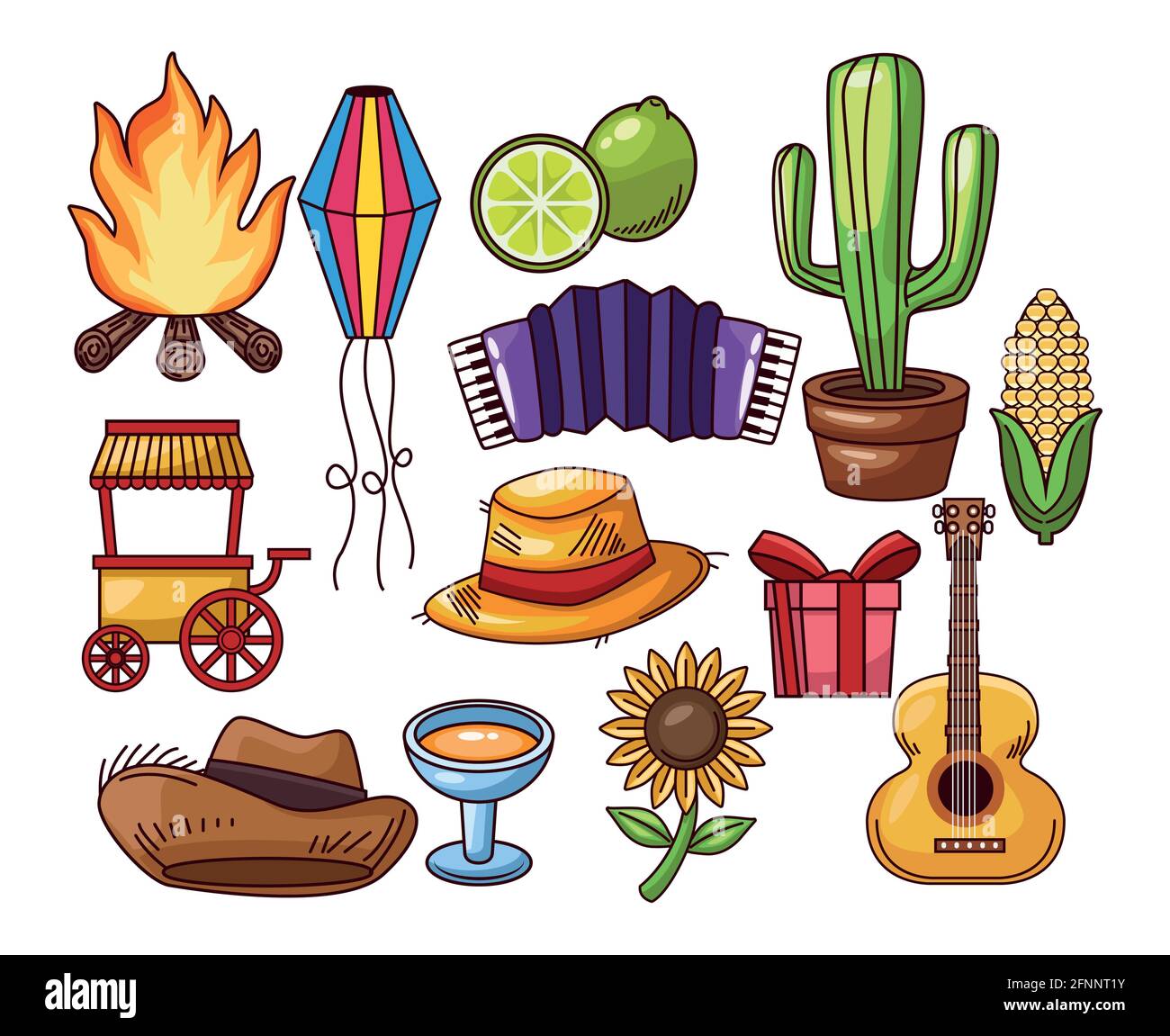 thirteen festa Junina icons Stock Vector