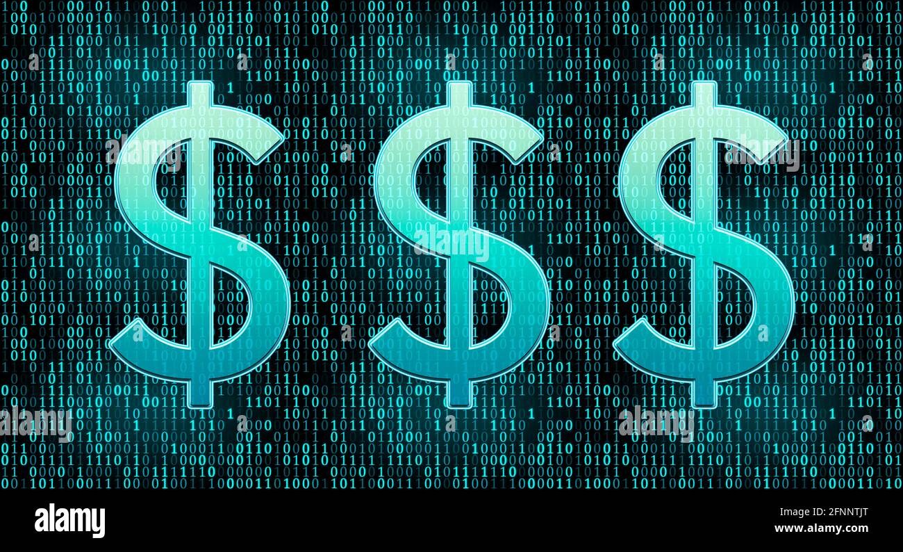 concept-image-of-three-blue-green-dollar-signs-against-a-binary-digital