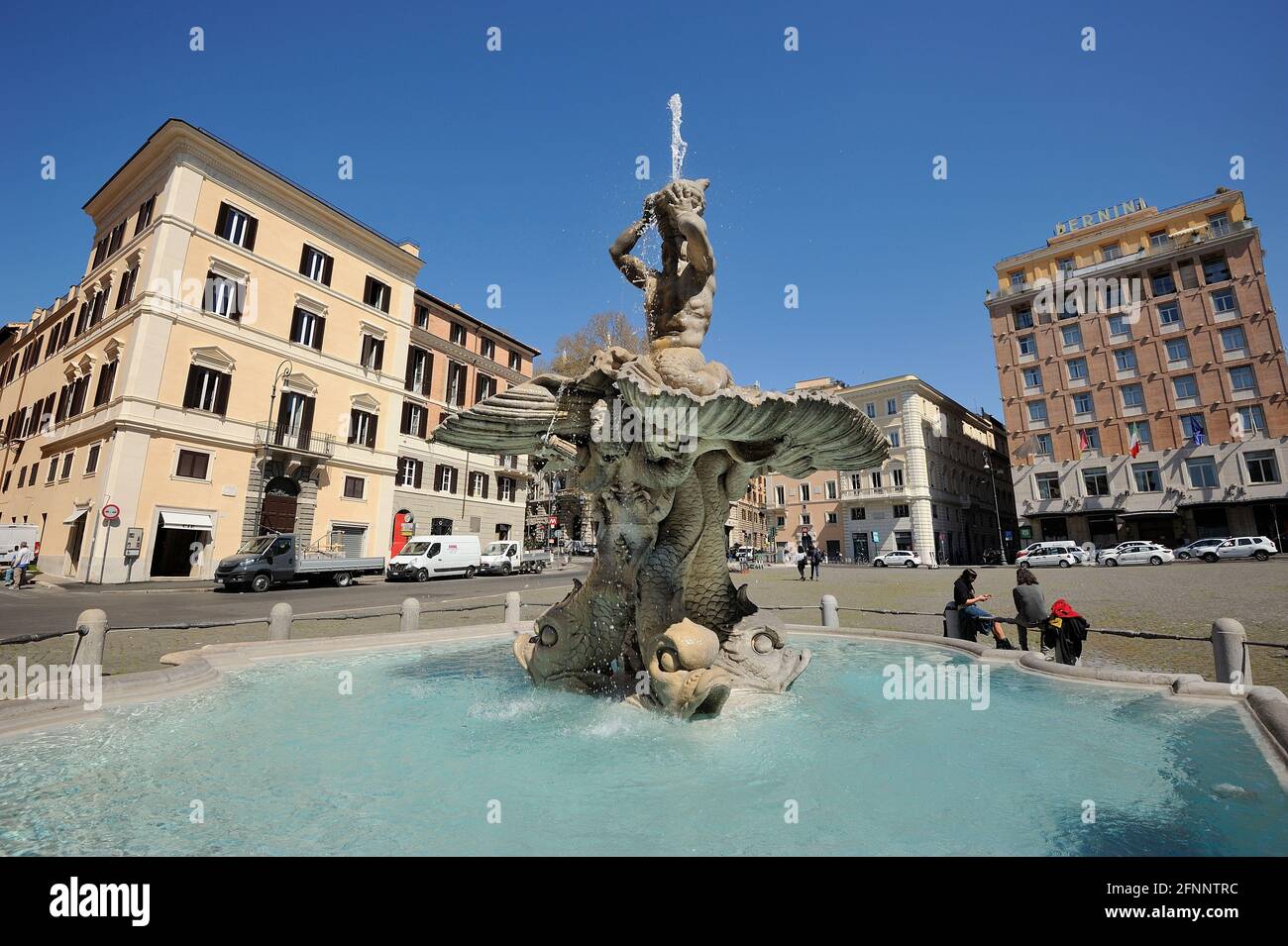italy, rome, piazza barberini, bernini triton fountain Stock Photo Alamy