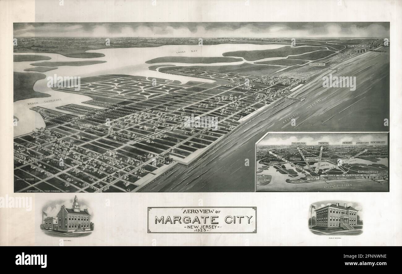 Aeroview of Margate City, New Jersey 1925. Stock Photo