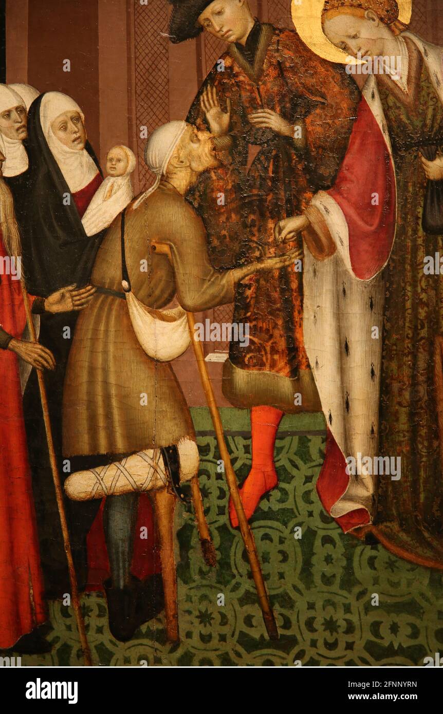 Altarpiece of Saint Lucy giving alms by Bernat Martorell (1400-1452). circa 1435. National Art Museum of Catalonia. Barcelona, Spain. Stock Photo
