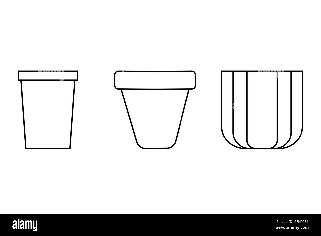 Plant pots set outline simple minimalistic flat design vector illustration isolated on white background Stock Vector