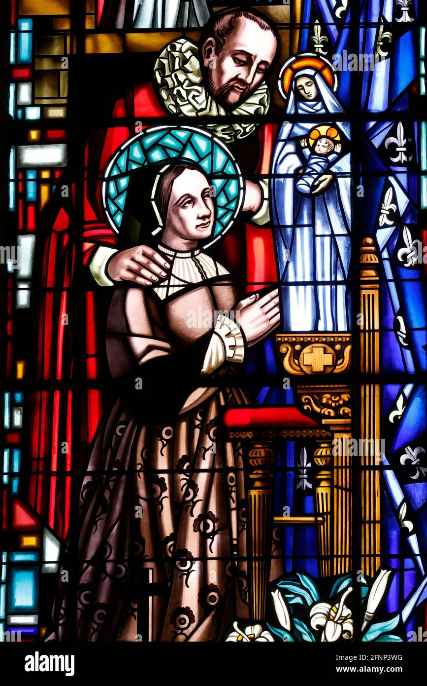 Basilica of the visitation. Stained glass window. Saint Jane Frances de Chantal. She founded the