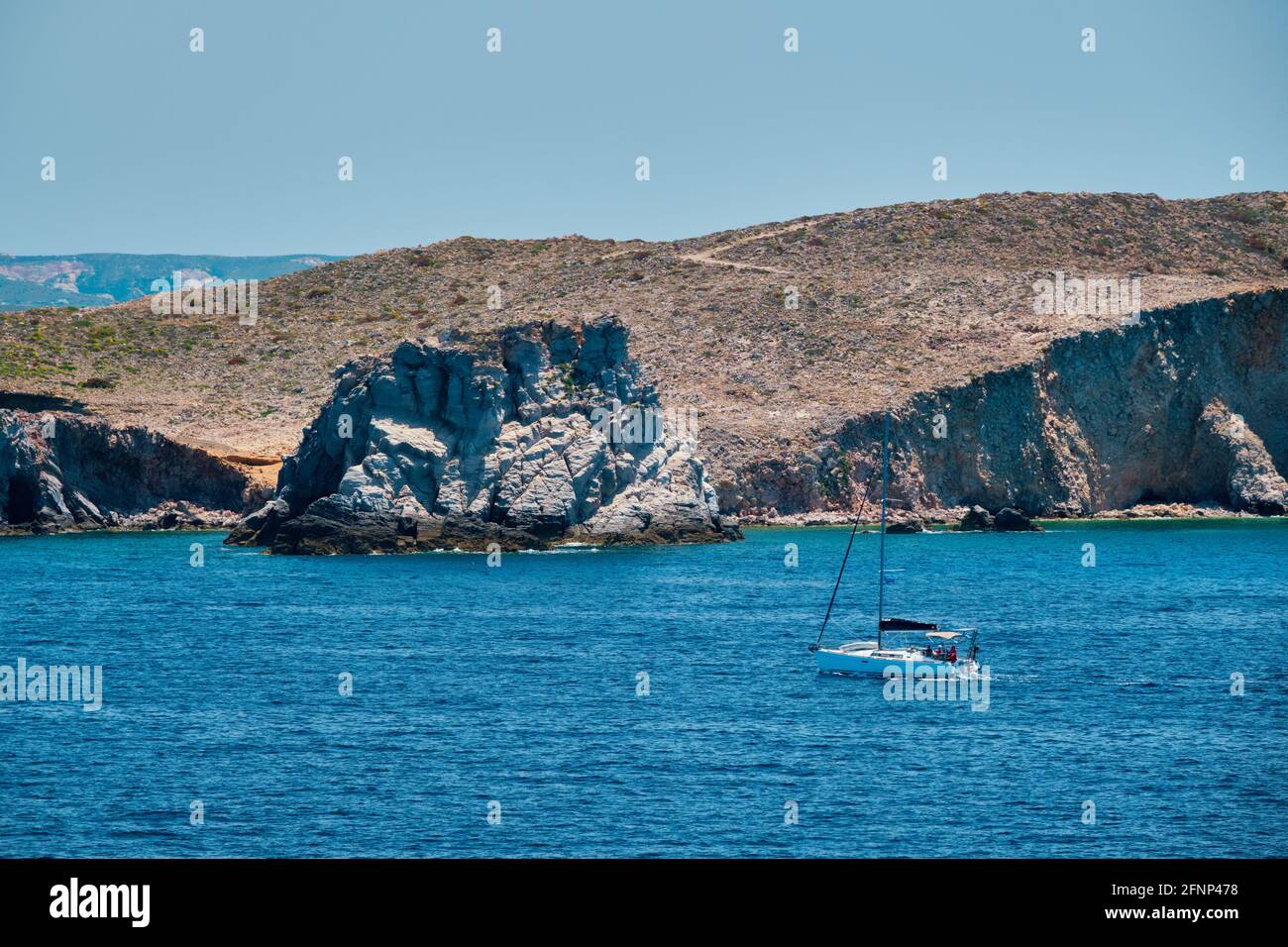 Yacht boat in Aegean sea near Milos island , Greece Stock Photo - Alamy