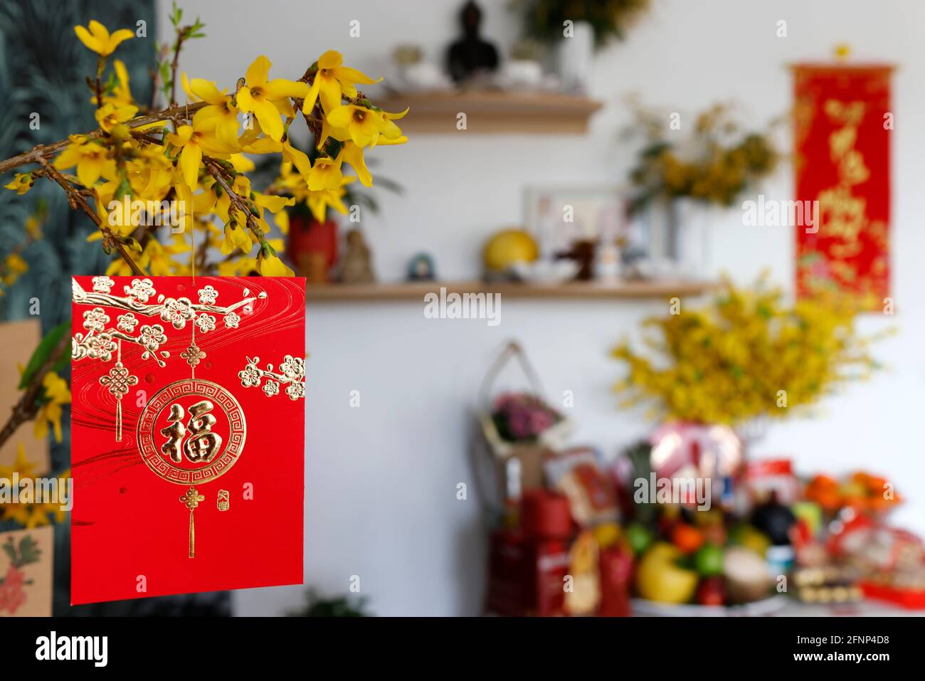 Red envelopes ( hongbao ) for Chinese and Vietnamese New Year. Red color is  a symbol of good luck. Saint Pierre en Faucigny. France Stock Photo - Alamy