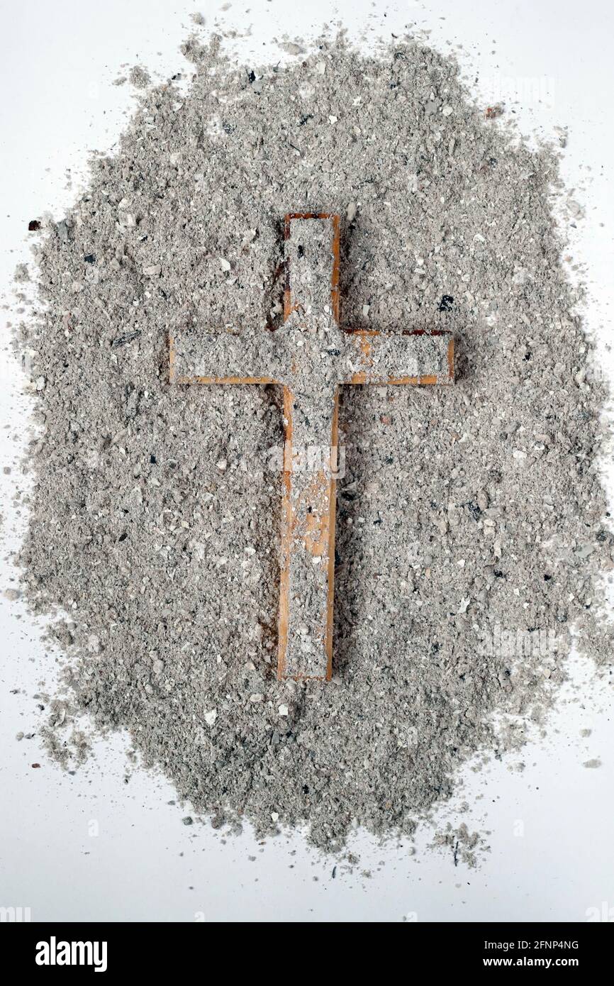 Cross with ashes. Ash Wednesday. Lent season. France Stock Photo - Alamy