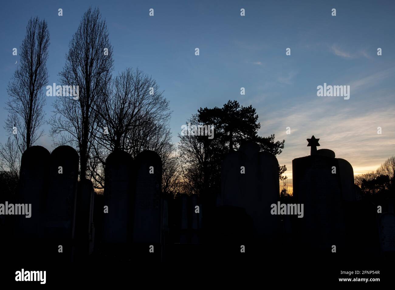 City of Paris cemetery, Bagneux, Hauts-de-Seine, France. Jewish graves Stock Photo