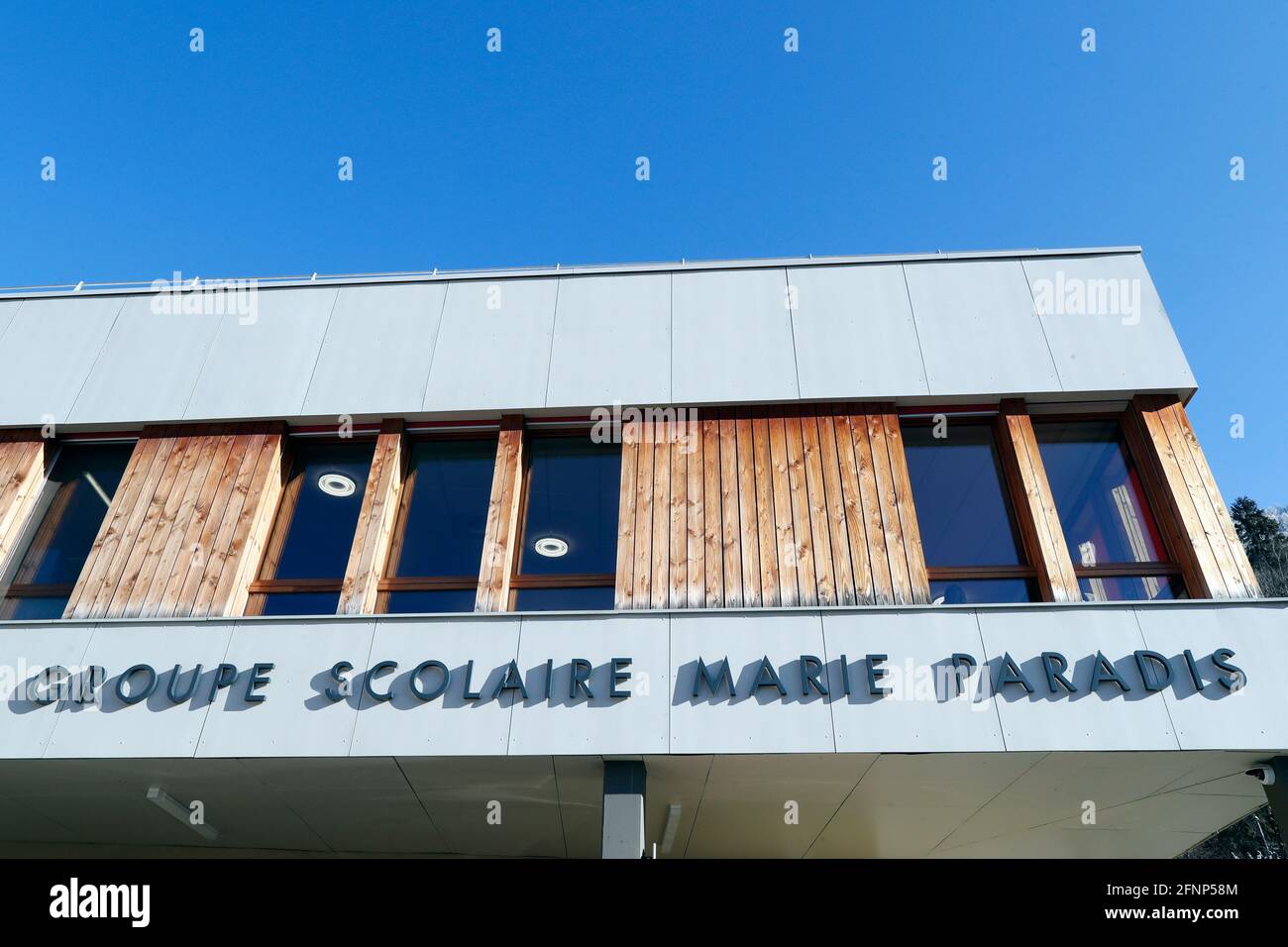 Ecole Marie Paradis.  Groupe scolaire Marie Paradis.  Saint-Gervais. France. Stock Photo