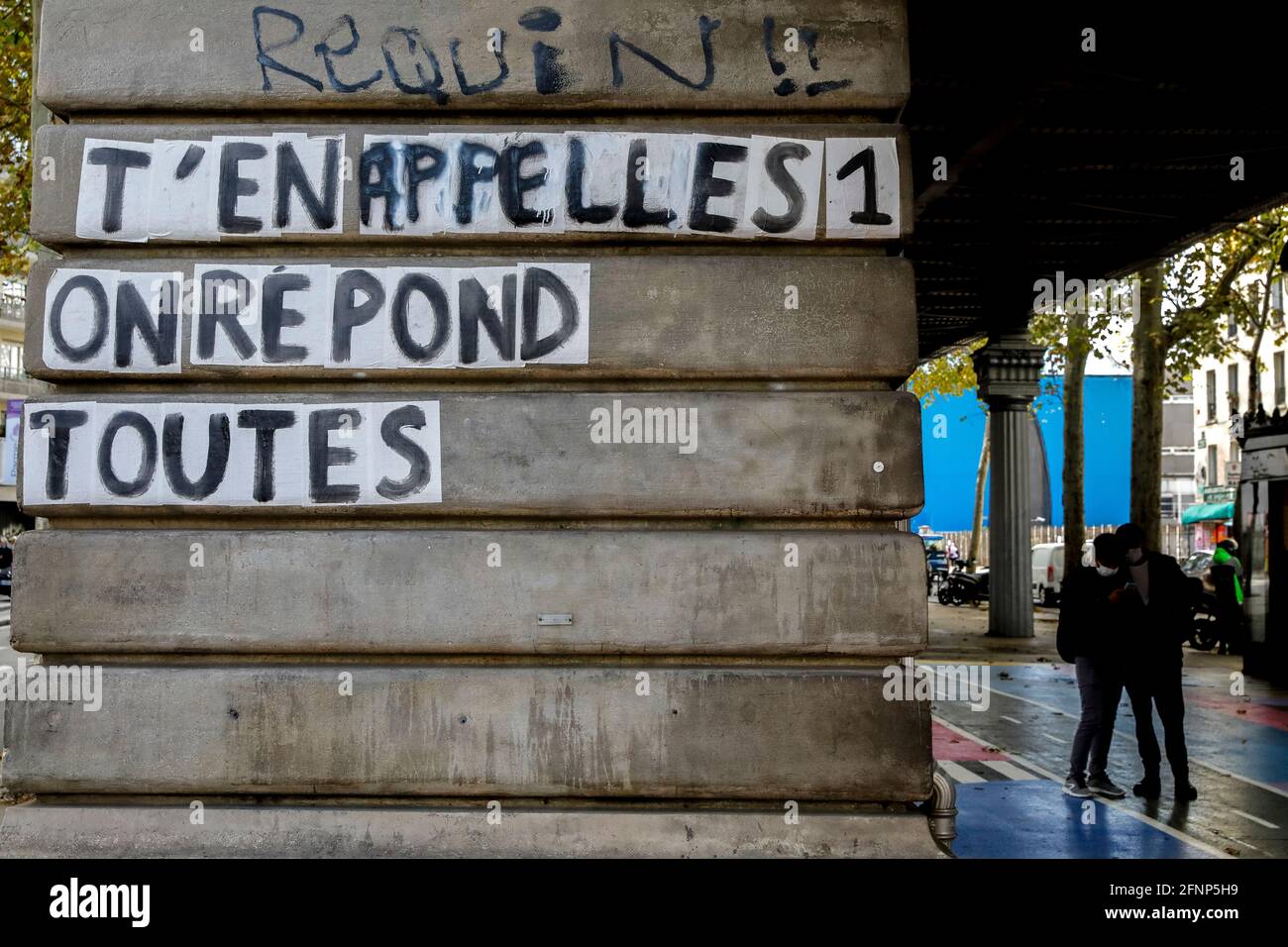 Feminist message on a wall in Paris, France Stock Photo
