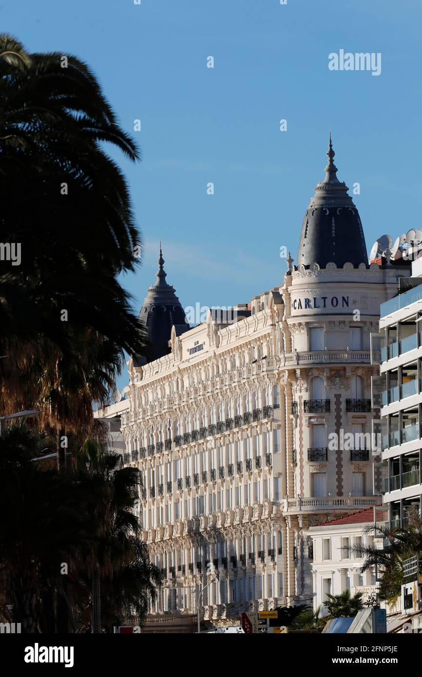 French Riviera. Intercontinental Carlton Hotel Facade, La Croisette 